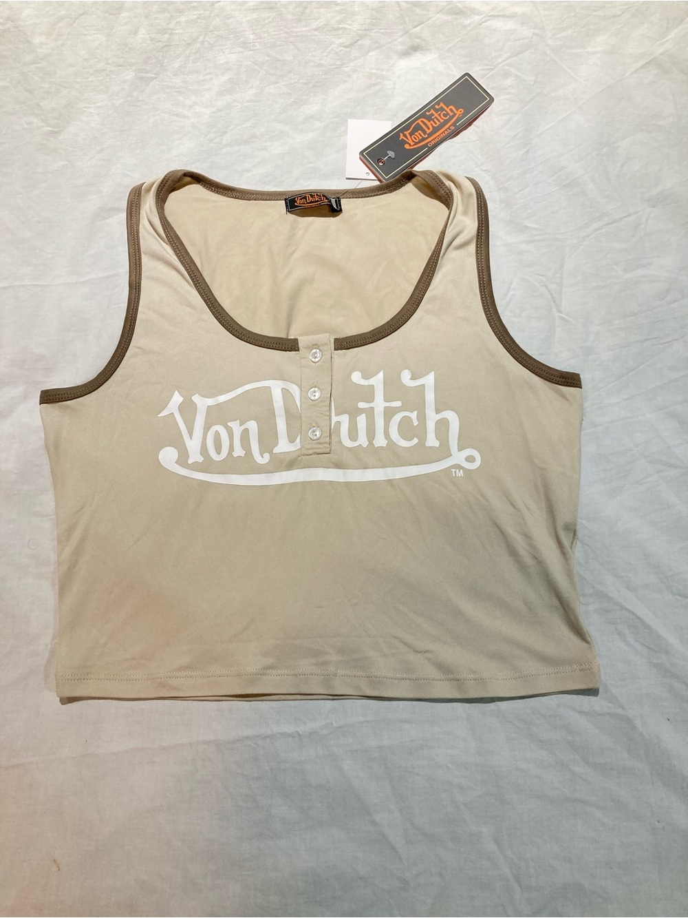 Von Dutch button tank top, Women’s size large, NWT! Petite?